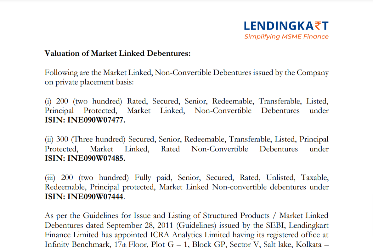 Valuation of Market Linked Debentures